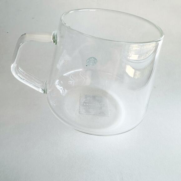 Starbucks Clear Glass Mug 16 oz Modern Minimalist New w/ Sticker Siren Logo - Picture 3 of 5